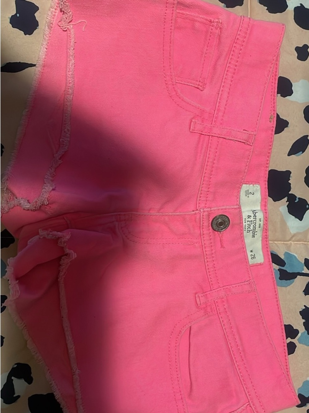 Abercrombie & Fitch Neon Pink Frayed Denim Cutoff Shorts